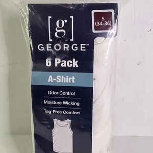 George Men's White A-Shirts 6 Pack
